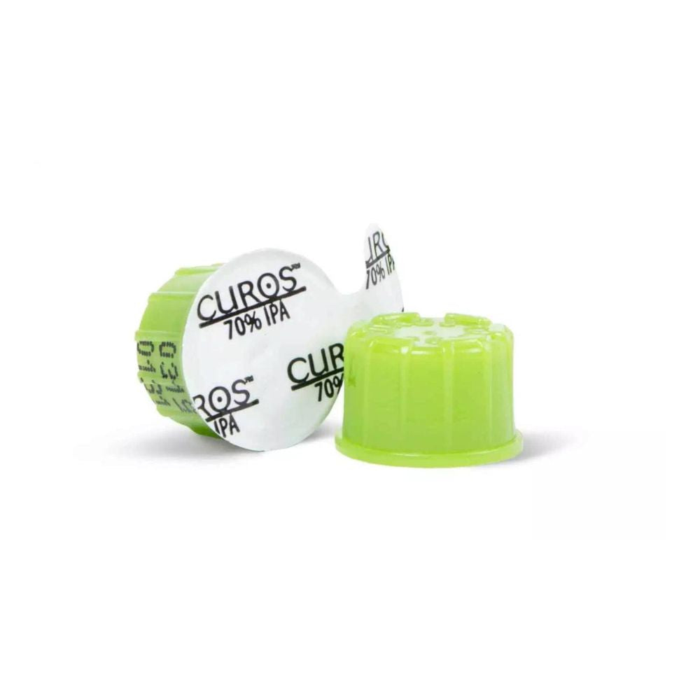 Curos green disinfecting cap with 70% IPA alcohol, sterile medical connector protector