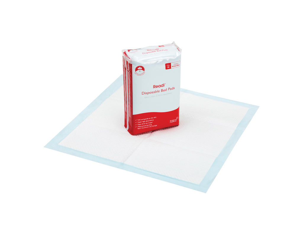 60cm x 60cm Readi Disposable Bed Pads Sap 950ml x 25 Pads