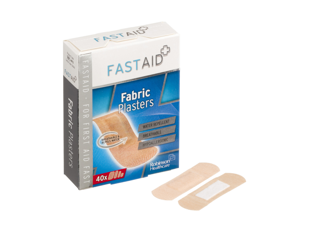 Fast Aid Antiseptic Fabric Plasters 40 Assorted Plasters In 4 Sizes