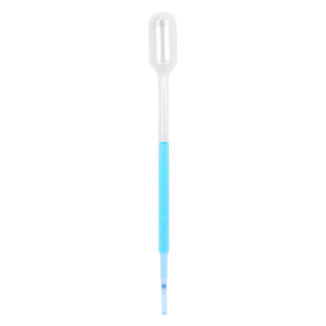 Teqler 1.5ml graduated Pasteur pipette transparent plastic with blue liquid