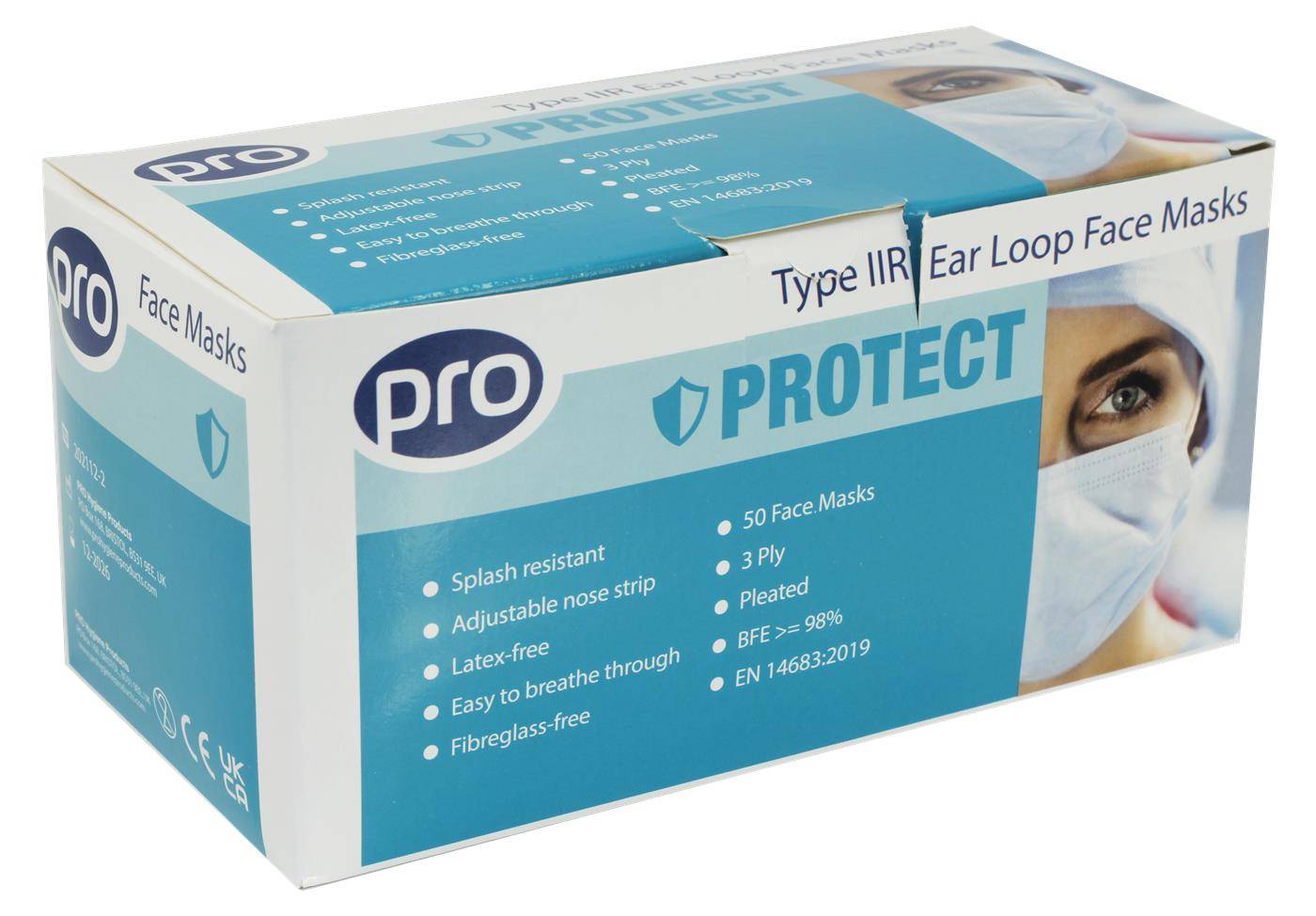 PRO Type IIR Ear Loop Face Mask Fluid Resistant Pack of 50