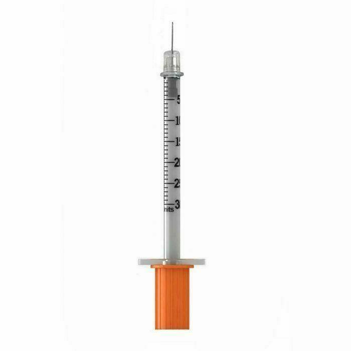 BD Microfine 0.3ml insulin syringe with 30G needle, orange safety cap and unit markings