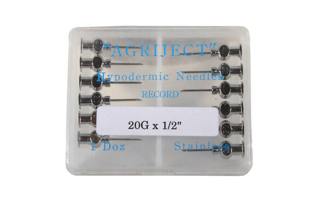 20g 1/2 inch Agriject Record Fit Needles x 12