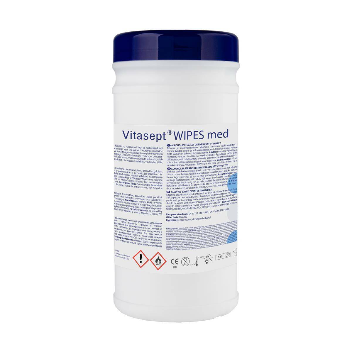 Vitasept Wipes med - 120 wipes VITASEPTWIPES UKMEDI.CO.UK