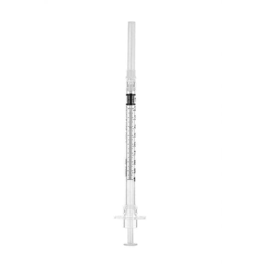 1ml 27g 1/2 inch Sol-Care Safety Syringe with Fixed Needle - UKMEDI