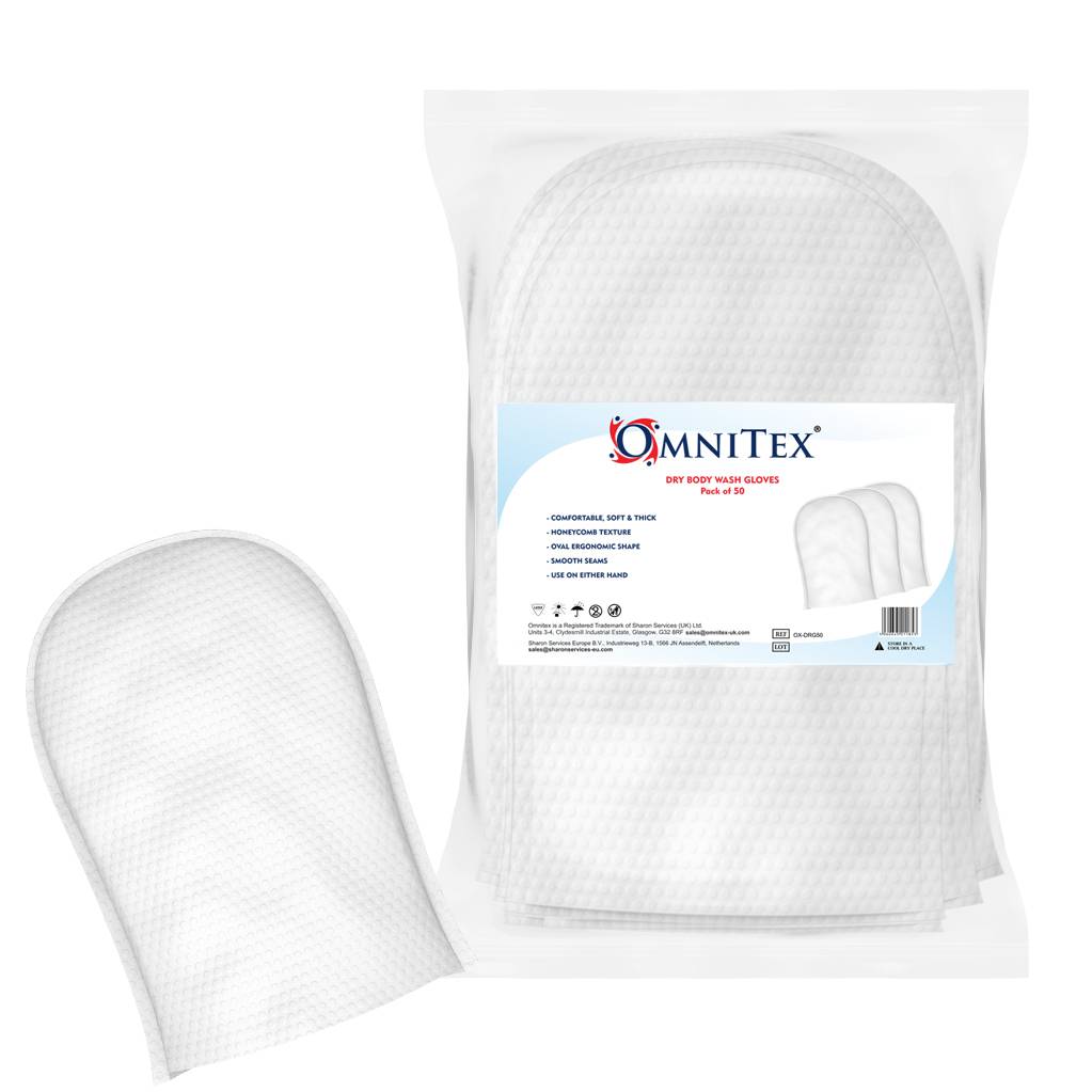 Omnitex Dry Body Wash Gloves Pack of 50