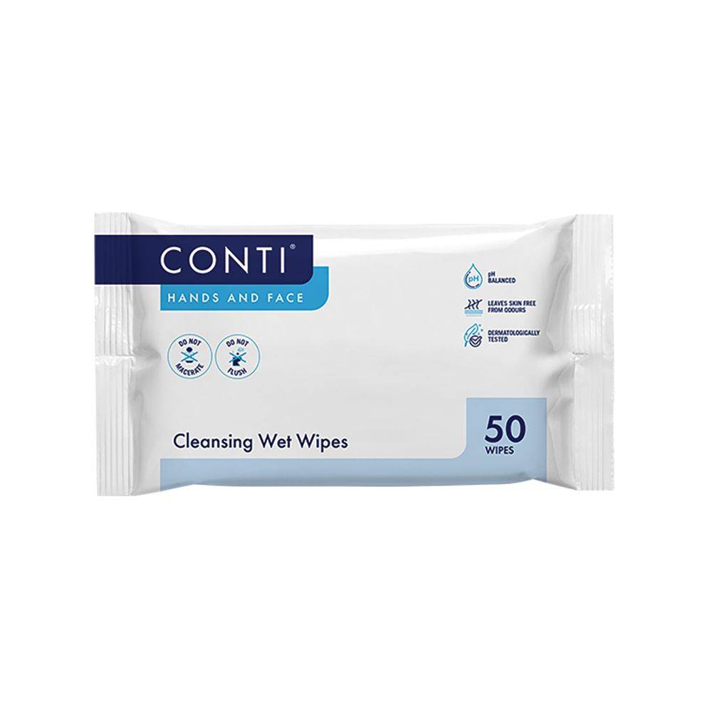 29.5cm x 22cm Conti Hands and Face Wipes Pack of 50 - UKMEDI