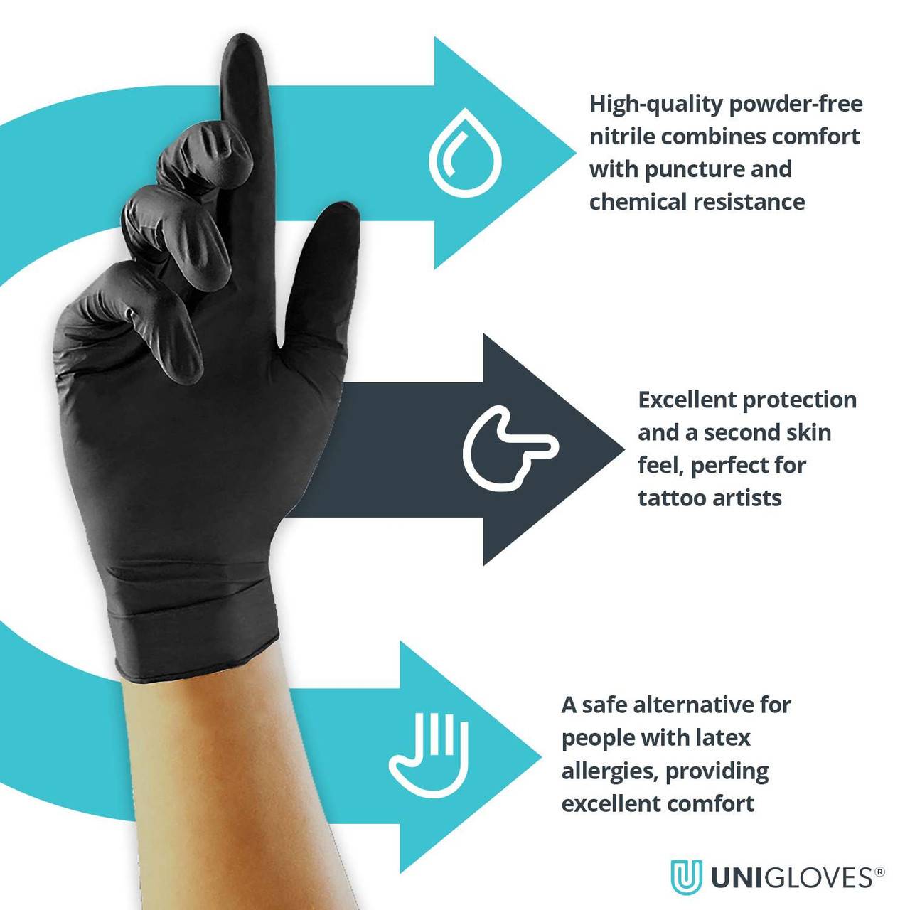 Unigloves Select Black Nitrile Gloves