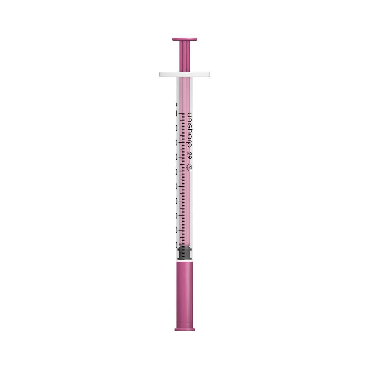 Unisharp 1ml 0.5 inch 29g Pink Unisharp Syringe and Needle u100 UF29P UKMEDI - UK Medical Supplies